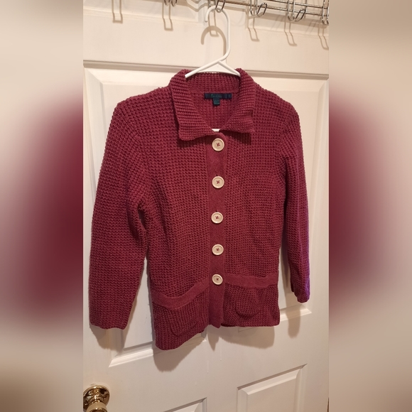 Boden Girls Purple Cashmere/Angora Blend Button Down Cardigan Sweater size 10 - Picture 4 of 12